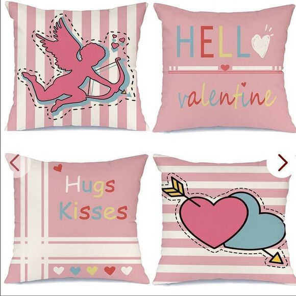 Valentines Day Decorations Velvet Pillow Covers 18x18 Inch Set Of 4,Valentines - Picture 1 of 1